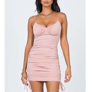 PRINCESS POLLY xx Layton Mini Dress Pink - Ruched Sides - NWOT Women’s 4 US
